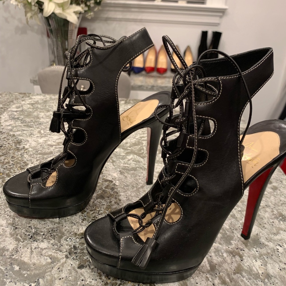 Christian Louboutin Gladiator Heels , BLACK